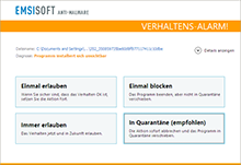 Emsisoft Anti-Malware Wächter Alarm