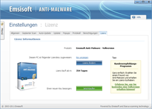 Emsisoft Anti-Malware Lizenz Dialog