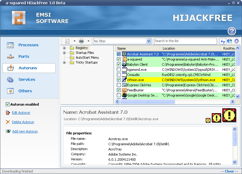 Click to view Emsisoft HiJackFree 4.5 screenshot