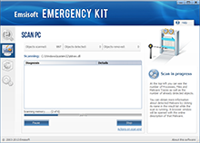 Emsisoft Free Emergency Kit - Scan running