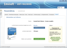 Dialogue de licence d'Emsisoft Anti-Malware