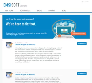 Der Ransomware einen Schritt voraus – Decrypter-Seite von Emsisoft