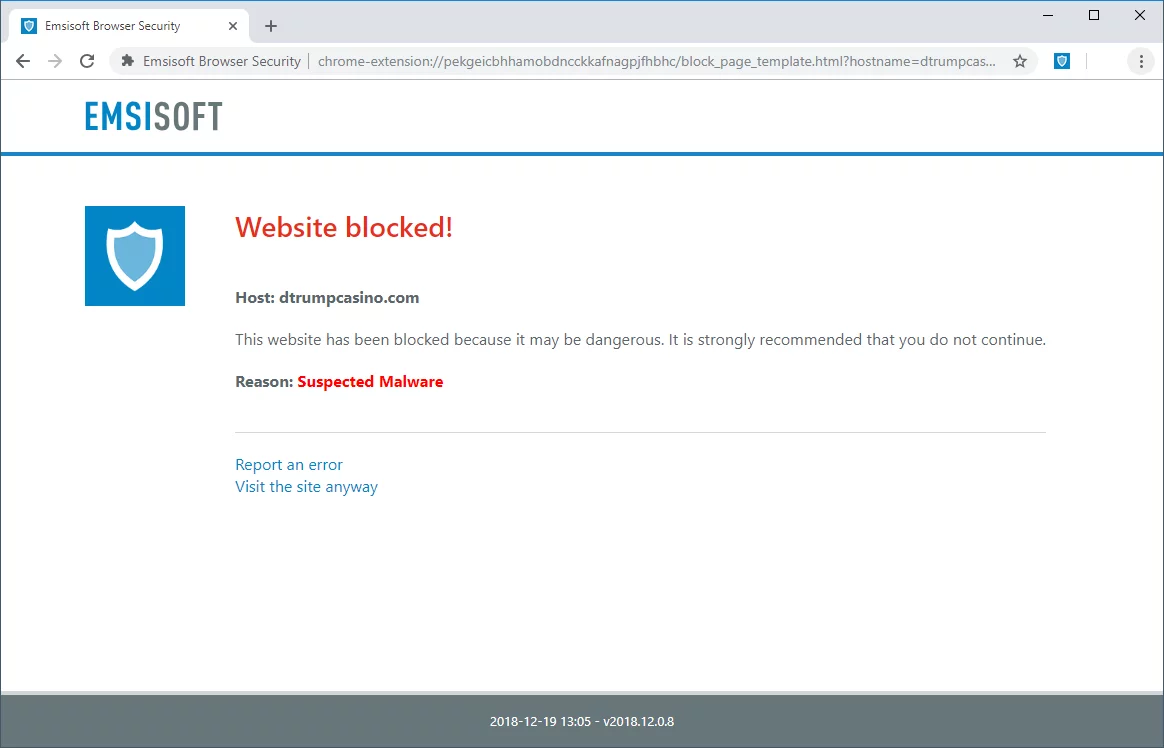 Security block. Emsisoft browser Security. Browser Security