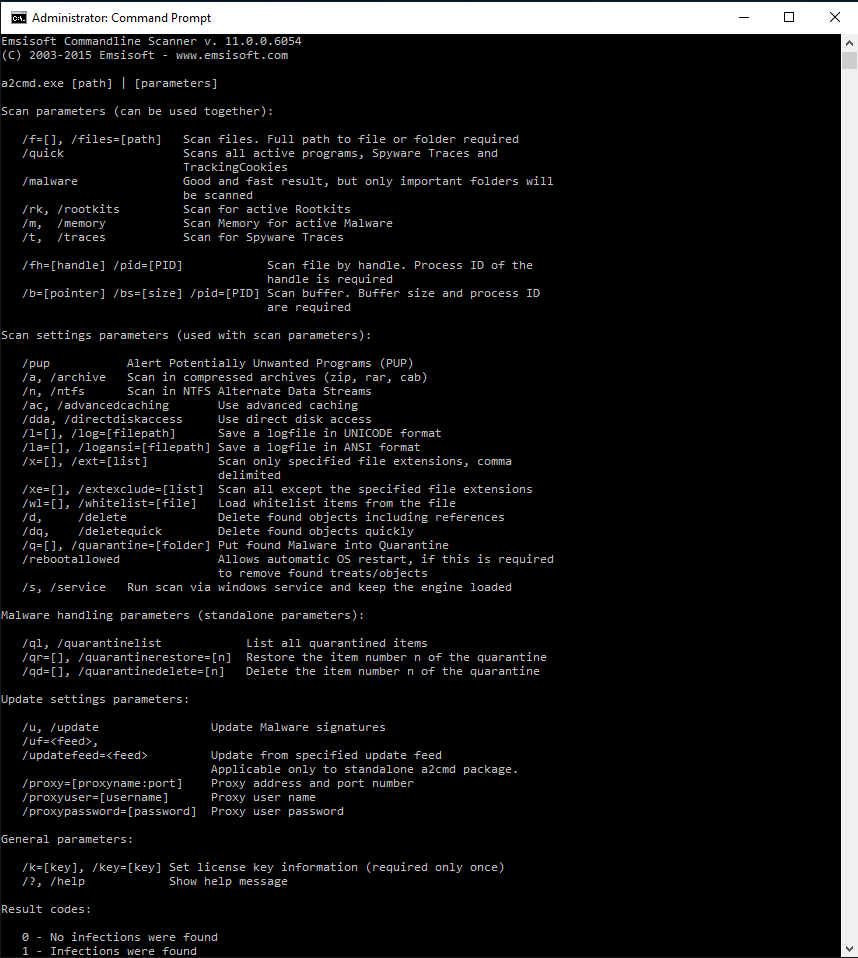 Emsisoft Commandline Scanner screenshot