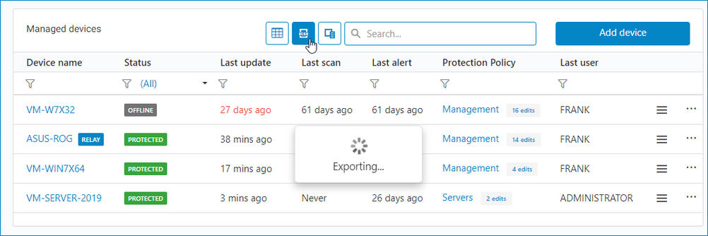 Excel Export Screenshot