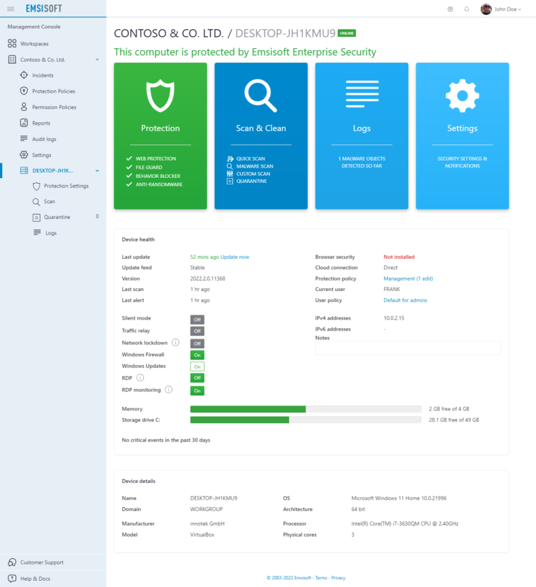 Emsisoft - Management Console